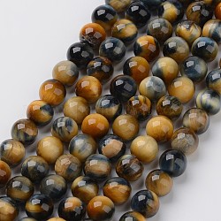 Chapelets de perles d'œil de tigre naturel, ronde, 8.5mm, Trou: 1mm, Environ 47 pcs/chapelet, 15.5 pouce