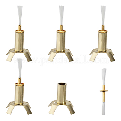 Chgcraft 4 Sets Öllampenbrenner, vermessingter Öllampenersatz, einschließlich Klauendochthalter und Ersatz-Fackeldochte aus Glasfaser mit Legierungsrohrhalter für Öllampenzubehör, golden