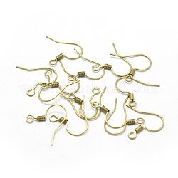 Accessoires de crochets d'oreilles en laiton, avec boucle horizontale, brut (non plaqué), 16x17x1.5mm, Trou: 2mm, 26 jauge, pin: 0.4 mm