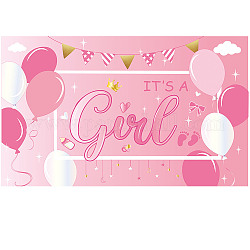 Polyester Hanging Banners Children Birthday, Birthday Party Idea Sign Supplies, It's A Girl, Pink, 180x110cm