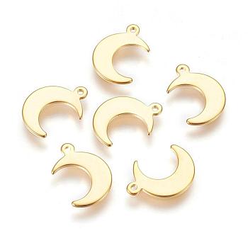 304 Stainless Steel Charms, Moon, Golden, 15.5x11x1mm, Hole: 1.5mm