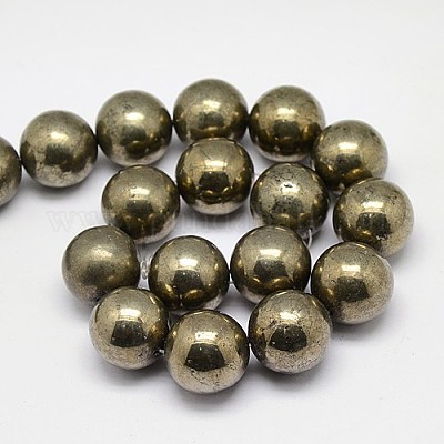 Natürliche Pyrit Perlen Stränge&nbsp;G-L031-14mm-01-1