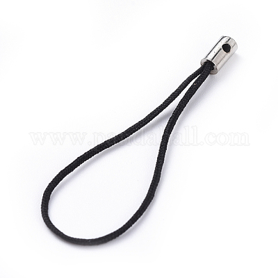 Black Nylon Cell Phone Charm w/Sterling Findings wholesale