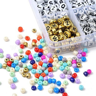 DIY Jewelry Making Kits, Including Round Glass Seed Beads, Flat Round  Acrylic Beads, Elastic Crystal Thread, Tweezers, Scissors, Alloy Clasps and  Iron