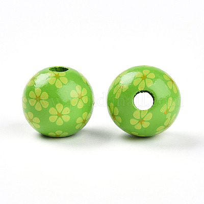 Perles de bois imprimées sur le thème de Pâques&nbsp;WOOD-T032-22D-1