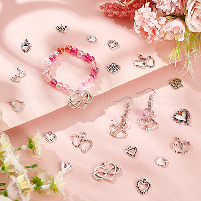  SUNNYCLUE 1 Box 90Pcs 15 Styles Hollow Love Charm