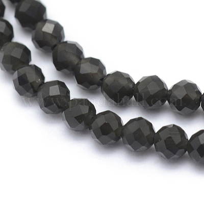 Natürlicher Obsidian-Perlenstrang&nbsp;X-G-E411-33-4mm-1