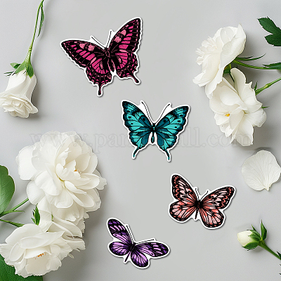 4 Stück Schmetterlings-Stanzschablonen aus Kohlenstoffstahl mit ausgehöhlten Zeichen- und Malschablonen-Sets mit Haustieren und 1 Stück PVC-Kunststoffstempel&nbsp;DIY-GL0004-149-1