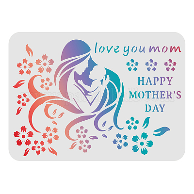 Shop FINGERINSPIRE Happy Mother's Day Stencils 11.6x8.3inch Mother ...