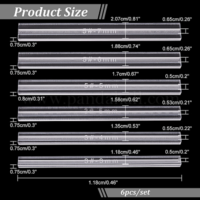 PH PandaHall 6 Righelli Per Cerniere Trasparenti | 3 Misure: 15, 17.8, 20.3 Cm | Kit Cucito Fai-da-Te