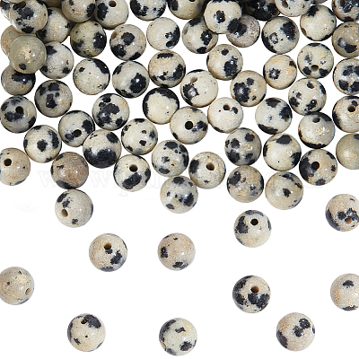 Lot De 23 Perles Jaspe Dalmatien 8 Mm - Naturel, Pour Création Bijoux