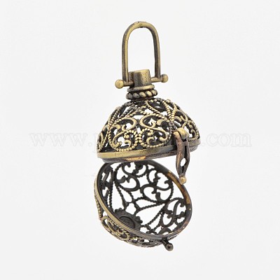 Wholesale Vintage Filigree Round Brass Cage Pendants Pandahall Com