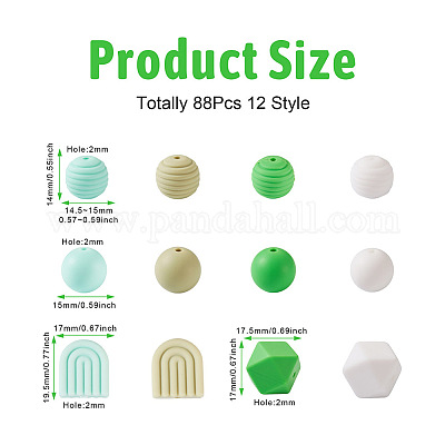 Silicone Beads Bulk Kit, Mixed Styles Mixed Size Round Hexagonal