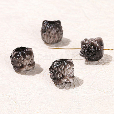 Natürliche geschnitzte Obsidian-Silberperlen&nbsp;PW-WG64738-04-1