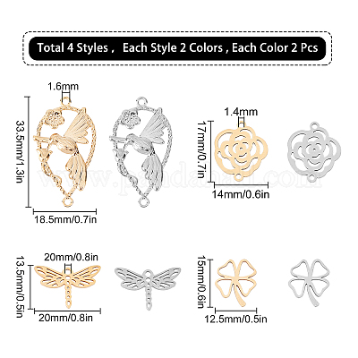 Shop SUNNYCLUE 16Pcs 8 Style 201 & 304 Stainless Steel Charms for