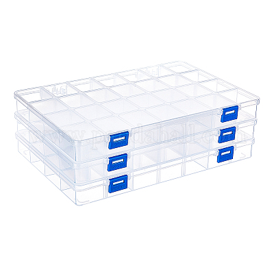 Wholesale BENECREAT 3Pcs Rectangle PP Plastic Bead Storage Container 