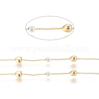 3.28 Fuß handgefertigte Perlenkette aus Messing X-CHC-G011-15G-1