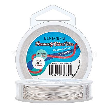 BENECREAT 0.25mm(30Gauge) Tarnish Resistant Copper Wire 150m Silver Jewelry Beading Wire for Crafts Beading Jewelry Making CWIR-BC0004-0.25mm-04-1
