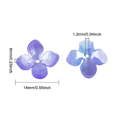 Chgcraft100pcs酢酸セルロースビーズキャップ4花びらの花の形の樹脂スペーサービーズキャップジュエリー作り用 KK-CA0001-04-1