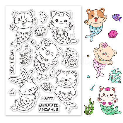 PandaHall Mermaids Pattern Clear Stamps DIY-WH0167-56-691-1