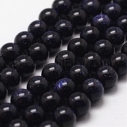 Perles bleues Goldstone brins G-D840-81-6mm-1