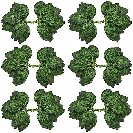 Gorgecraft60pcsバルクバラの葉緑の人工偽の葉装飾花と現実的なブドウの茎バレンタインの結婚式のアレンジメントセンターピース小さな花束ガーランドクラフト DIY-GF0003-80-1