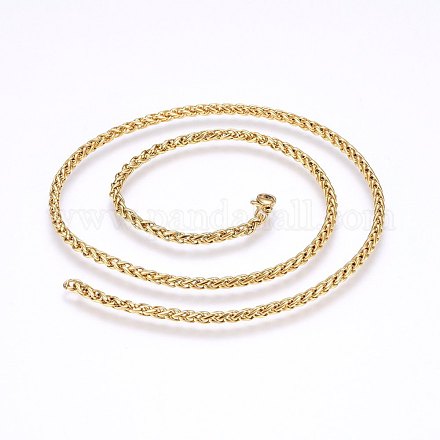 304 Stainless Steel Wheat Chain Necklaces NJEW-F227-05G-01-1