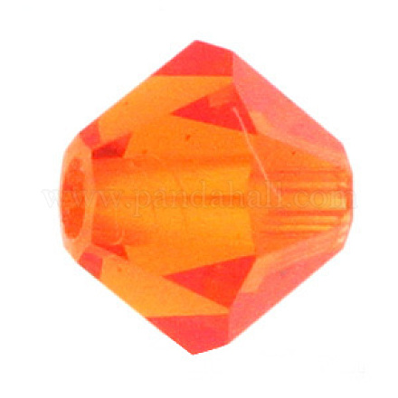 チェコガラスビーズ  多面カット  双円錐形  オレンジ  直径4mm  穴：0.8mm  144個/グロス 302_4mm248-1