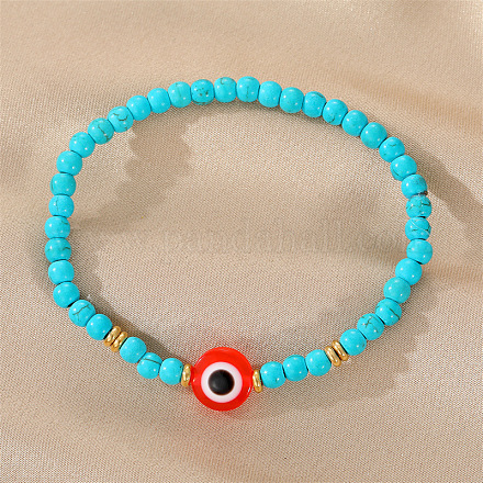 Braccialetto boho con perline malocchio da donna - braccialetto elastico con occhio turco ST4032024-1