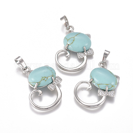 Pendentifs chaton turquoise synthétique G-L512-R10-1