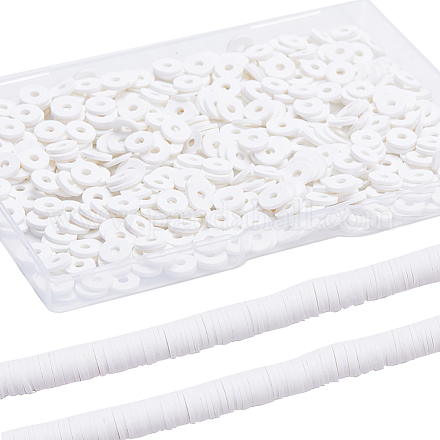 Sunnyclue 1 caja de 1000 piezas + cuentas de heishi blancas CLAY-SC0001-58B-02-1