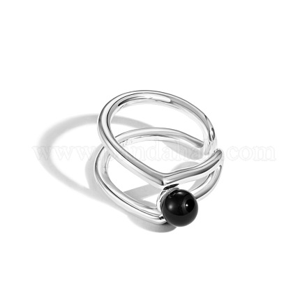 S925 Sterling Silver Open Cuff Ring for Women RJEW-M164-02-1