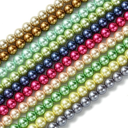 Perle tonde di perle di vetro tinte ecologiche X-HY-A002-8mm-M-1