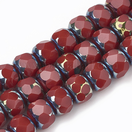 Electroplate Opaque Solid Color Glass Beads Strands EGLA-T008-11G-1