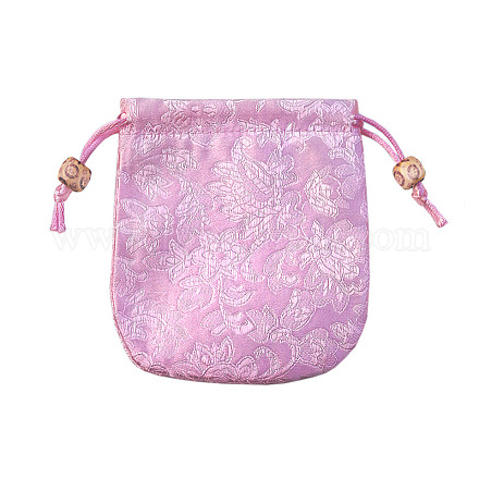 Атласные упаковочные мешочки для ювелирных изделий в китайском стиле с цветочным узором PW-WG42698-08-1