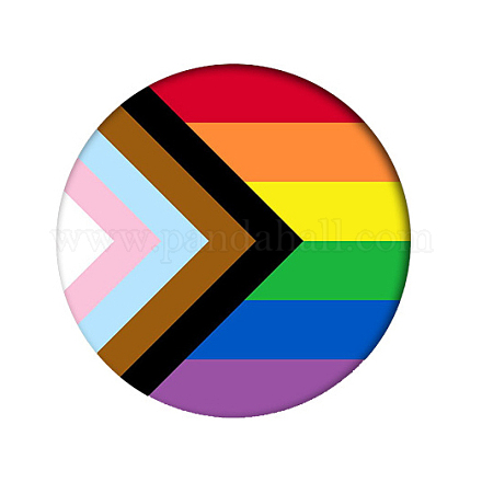 Pin de solapa de hojalata redondo plano del orgullo del color del arco iris GUQI-PW0001-034T-1