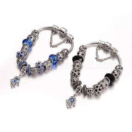 Lega di perle di vetro braccialetti europei BJEW-L602-20-1