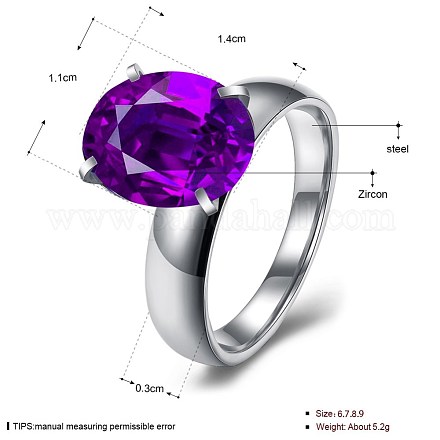 Regali di san valentino anelli per coppia in acciaio al titanio con zirconi cubici per donna RJEW-BB31985-1