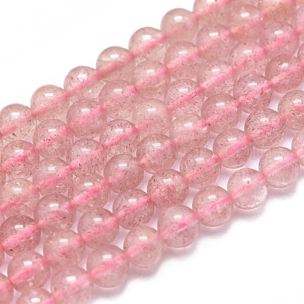 Brins de perles de quartz fraise natura G-D0001-10-6mm-1