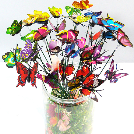 Paletto decorativo da giardino in plastica a forma di farfalla WG47553-02-1