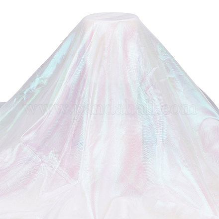 BENECREAT 3.3 Yard Magic White Rainbow Laser Gradient Organza Lace Fabric， Iridescent Holographic Gauze Fabric for Bridal Veils Dress OCOR-BC00005-54-1