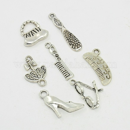 Women Daily Items Antique Silver Alloy Pendants TIBEP-X0041-AS-FF-1