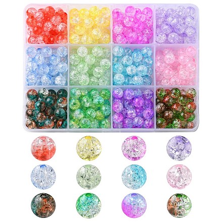 396 pièces 12 couleurs perles acryliques craquelées transparentes CACR-YW0001-06-1
