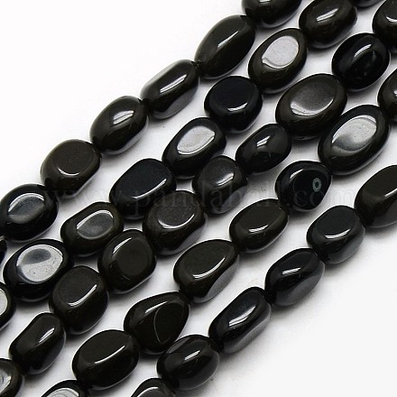 Natural Obsidian Nuggets Beads Strands X-G-L154-16-1
