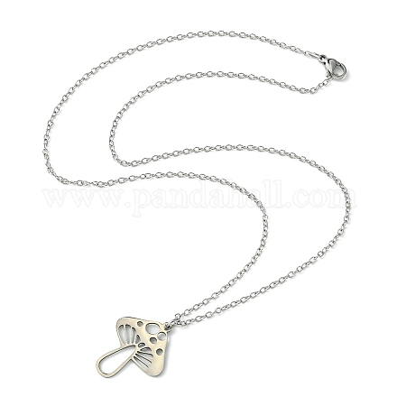 201 Halskette mit Pilzanhänger aus Edelstahl NJEW-JN04562-02-1