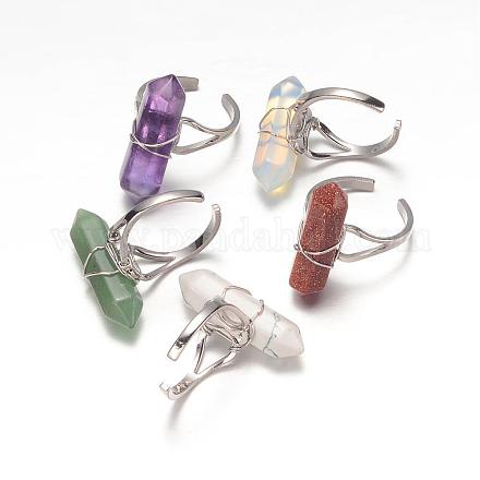 Natural & Synthetic Mixed Stone Finger Rings RJEW-K007-M-1