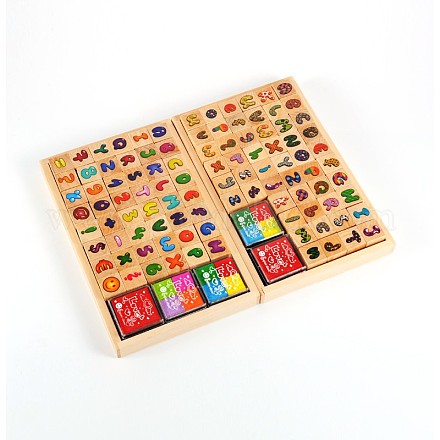 Letters Number Symbol Wooden Stamp Sets X-AJEW-E008-03M-1