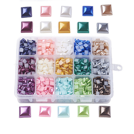 15 цвет абс пластмассовые имитационные жемчужные кабошоны SACR-JP0004-04-6x6mm-1