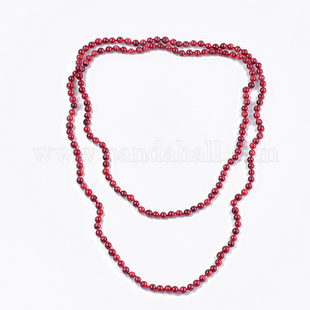 Synthetic Coral Beaded Two-Tiered  Necklaces NJEW-S414-27A-1