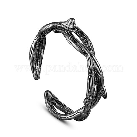 SHEGRACE 925 Sterling Silver Black Twig Cuff Rings JR613A-1